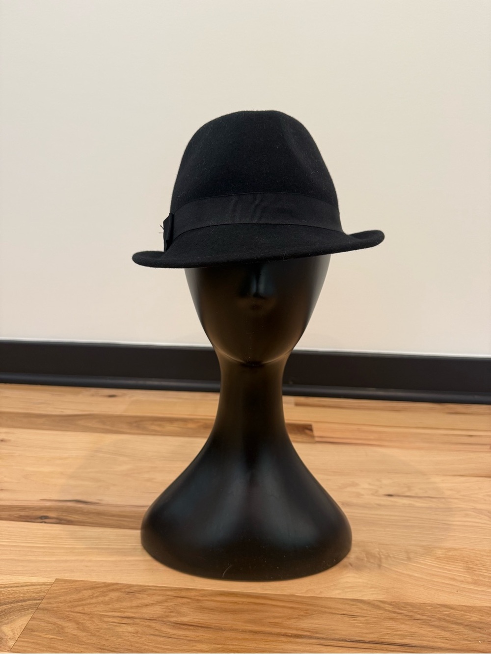 Classic Black Felt Fedora Hat with Grosgrain Ribbon Bow
